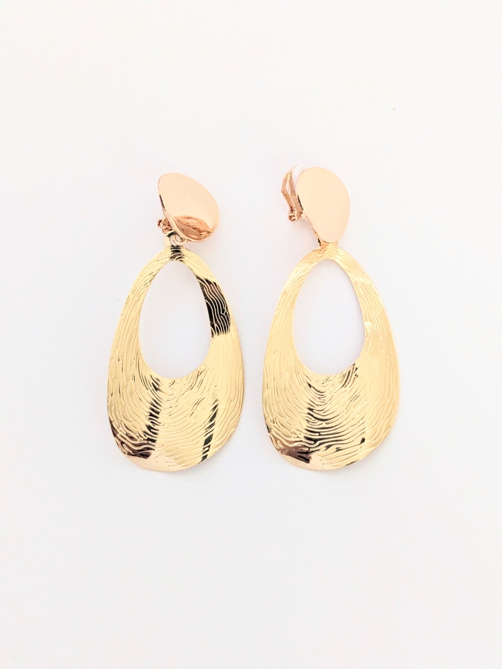 Textured Gold Drop Clip-On Earrings